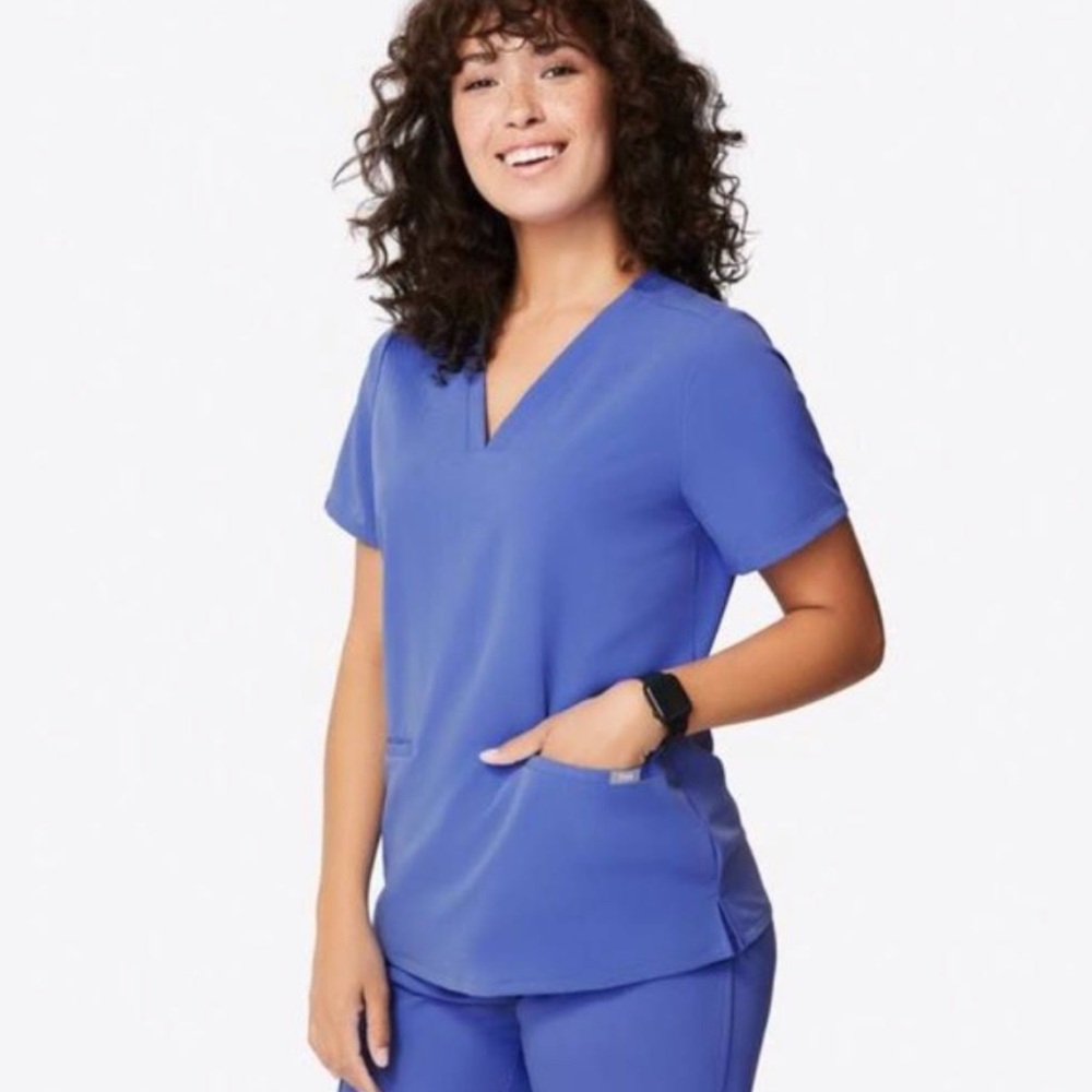 Figs Denim Blue Casma scrub top